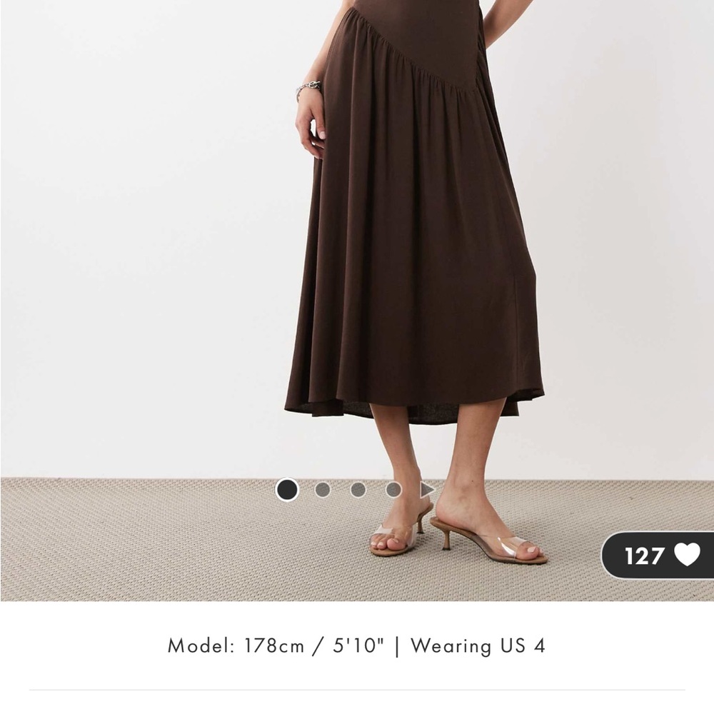 ASOS DESIGN Chocolate Brown Dropped Waist Linen Maxi Dress NWT US 4